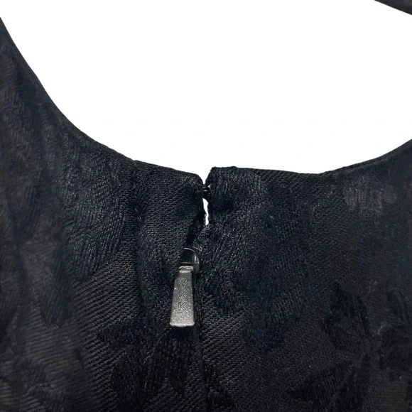 Vintage Sarah Elizabeth 1990s Black Rose Jacquard Sleeveless Rayon Maxi Dress - Picture 5 of 7